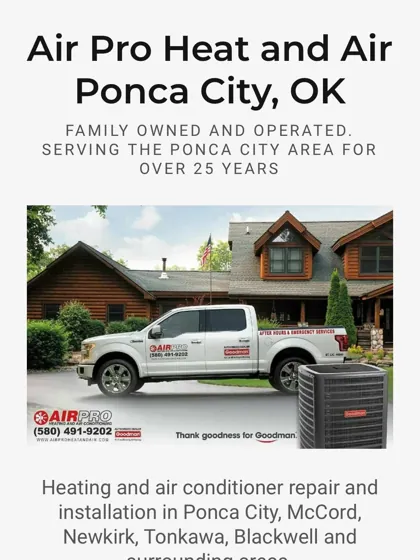Air Pro Heat and Air mobile HVAC website home screen with call now button